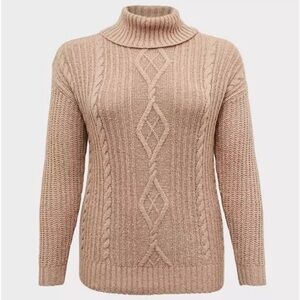 Torrid Turtleneck Fisherman Sweater Light Brown size 5